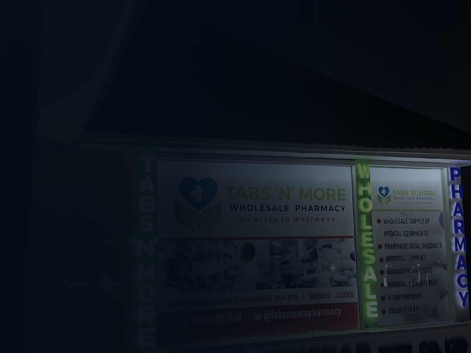 Tabs &lsquo;N&rsquo; More shopfront at Franky Mall, Wuye District, Abuja